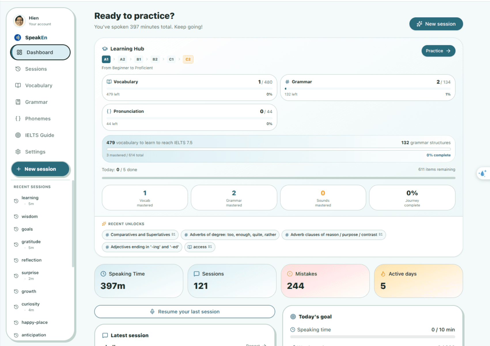 SpeakEn, screenshot 2