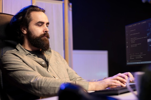 A developer looking at code on a screen, looking slightly overwhelmed but determined.