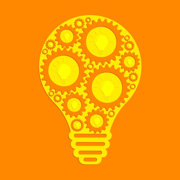 A lightbulb with gears inside, symbolizing new ideas and innovation.