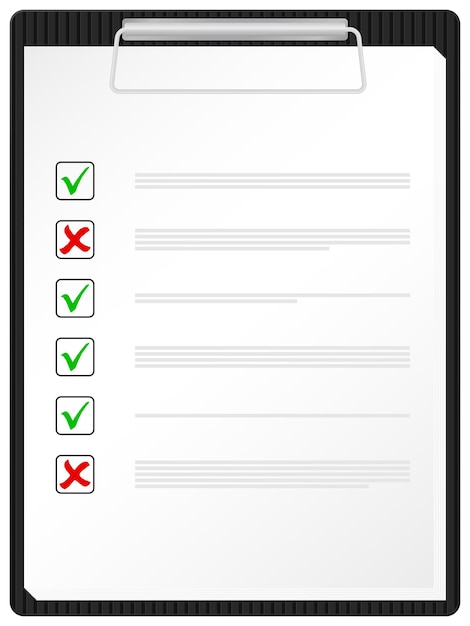 A simple checklist with five points, each with a checkbox.