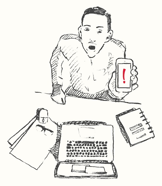A sketch of a user struggling with a common problem